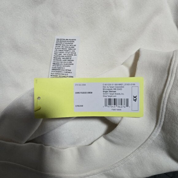 NWT All in Motion Women's plus Ivory Core Fleece Crew Cropped Sweatshirt Size 4x - Picture 10 of 11